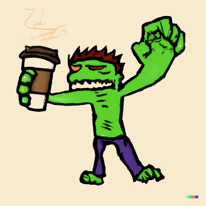 Zombie trinkt Kaffee