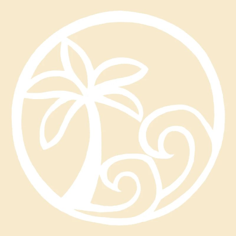 Waves and white palm tree