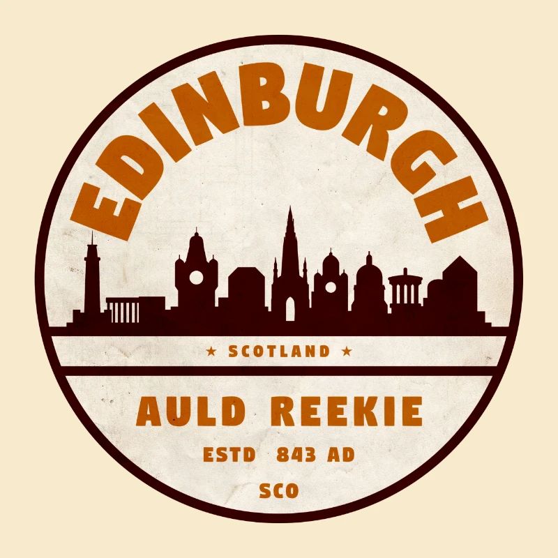 Edinburgh Skyline Retro Badge