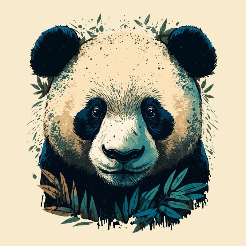Panda with Bamboo Leaths