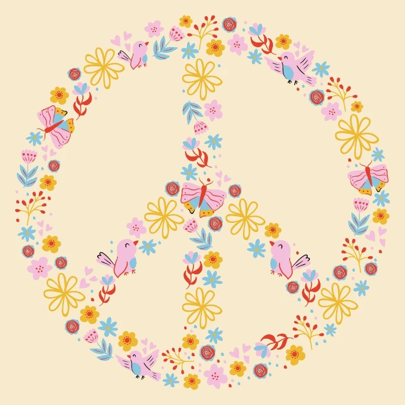 Blumenpeace Peacezeichen Muster