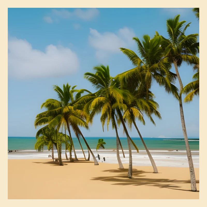 Calm beach with palm trees