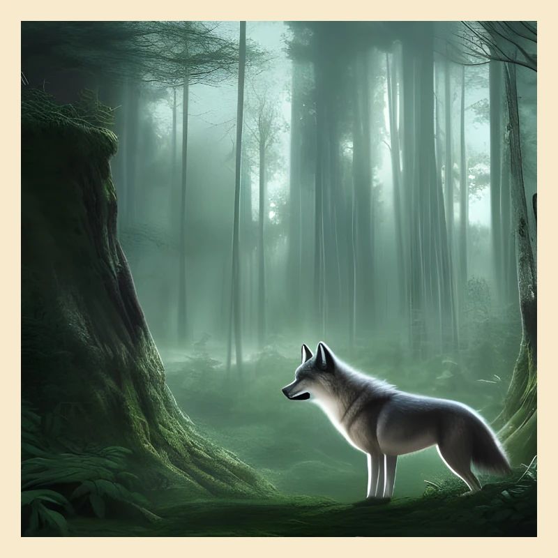 Weißer Wolf im Wald