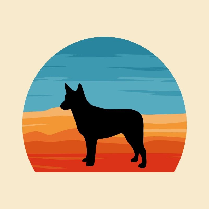 Silhouette de chien de bétail australien à queue de souche
