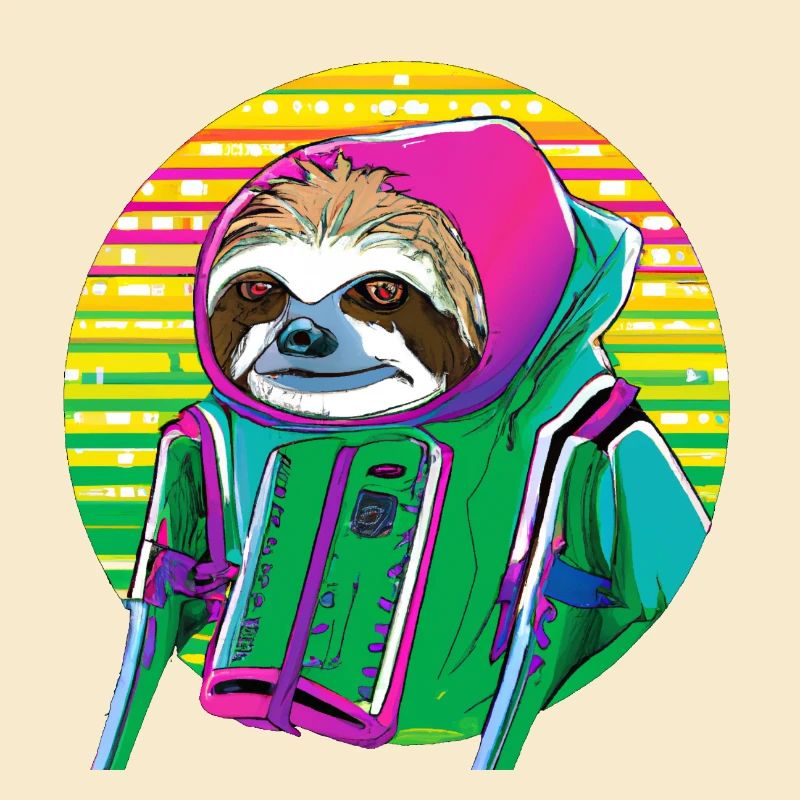 Cyber punk Sloth - style Ukiyo-e.