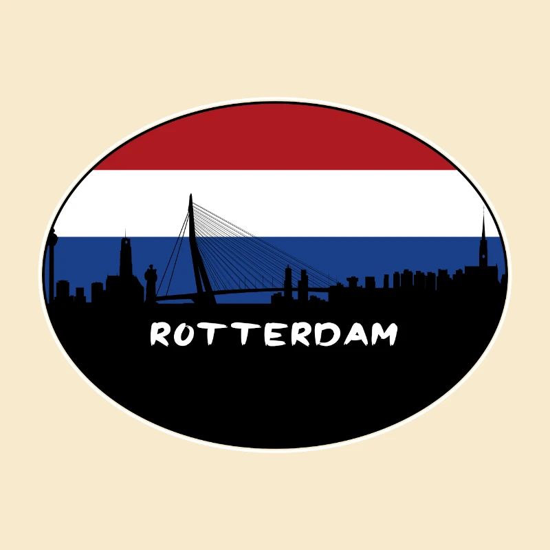 Rotterdam Pays-Bas Drapeau Skyline Silhouette Trav