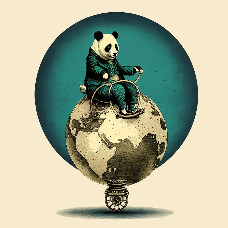 Panda kontrolliert den Globus