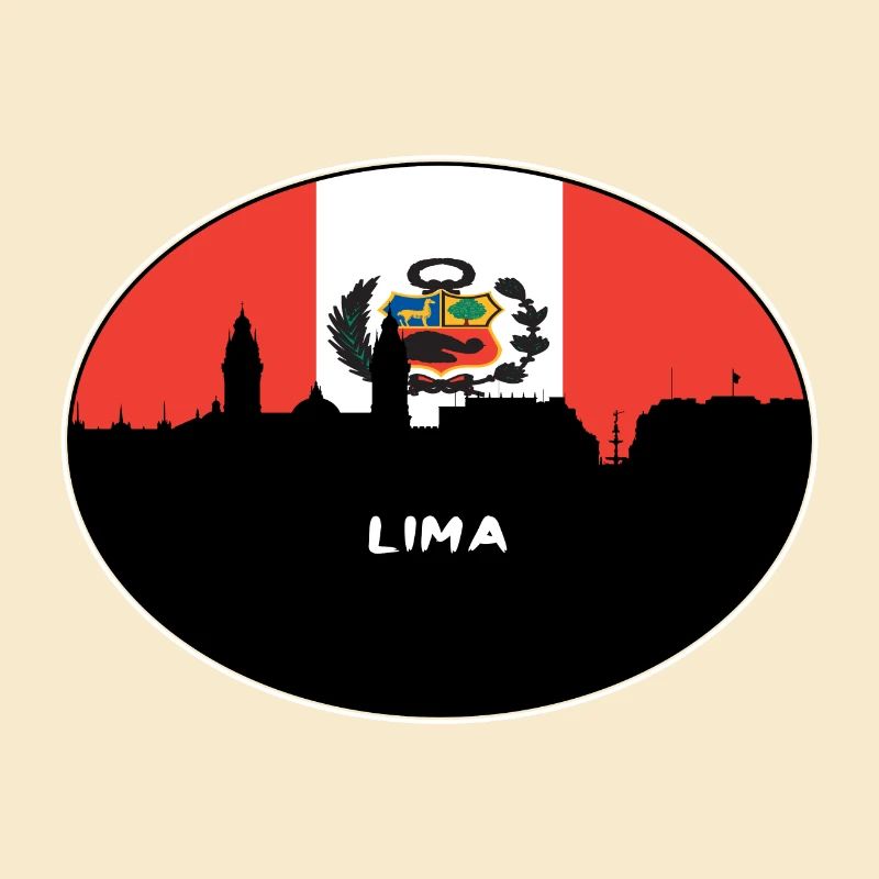 Lima-Peru-Flaggen-Skyline-Schattenbild-Reise
