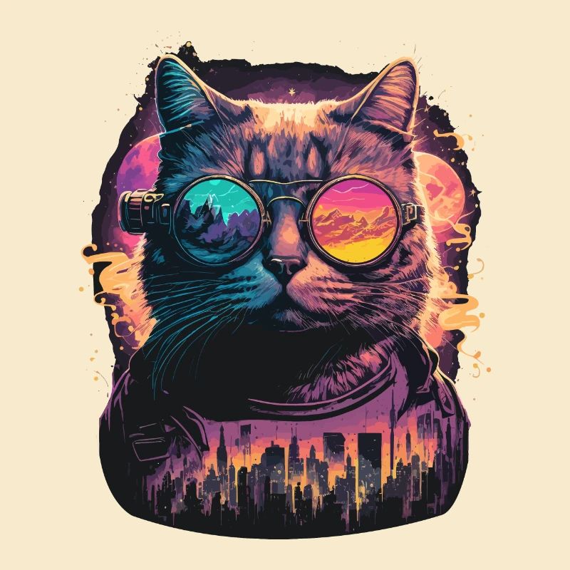 Neon Cat Illustration