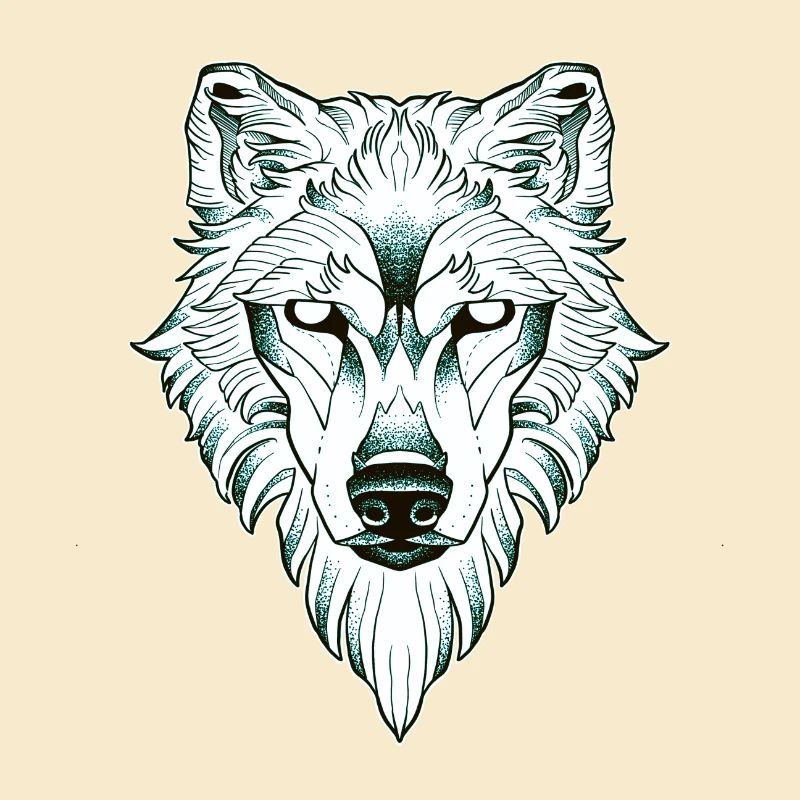 Symmetrisches Wolfs-Dotwork
