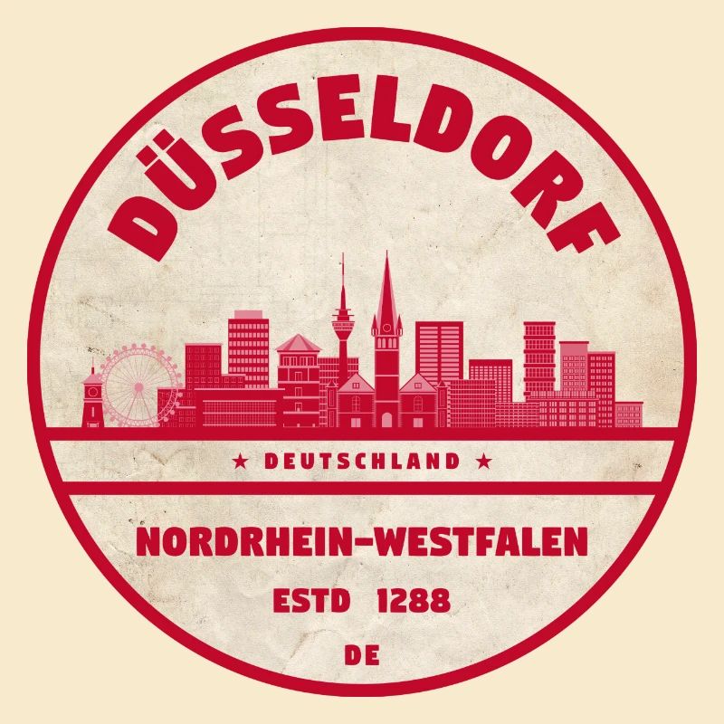 Dusseldorf Skyline Retro Stamp