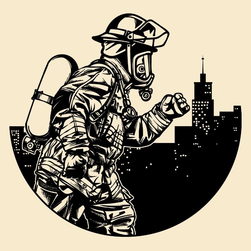 Professional fire brigade fire brigade lifesaver extinguishing work