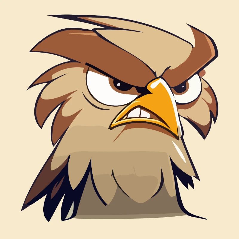 Funny Eagle Head Cartoon Illustration