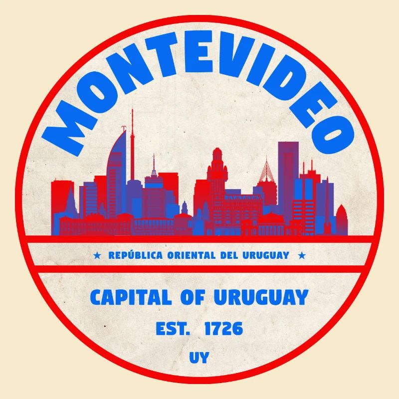 Montevideo Uruguay Skyline Emblem Design