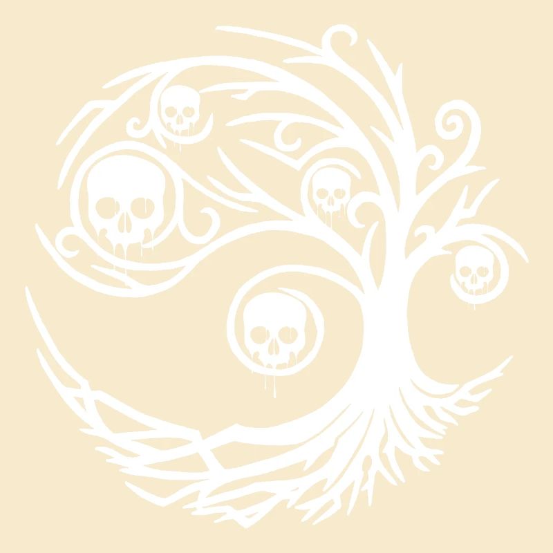 White tree with skulls