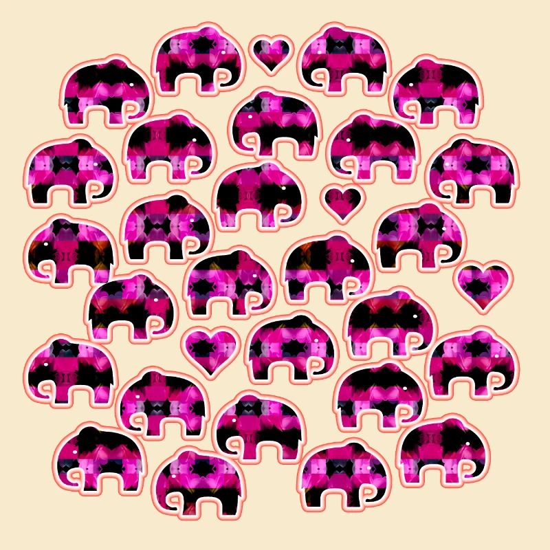 Elefant und Herzen pink
