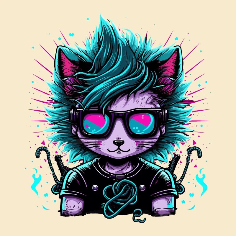 Elektrifizierter Emo Cat