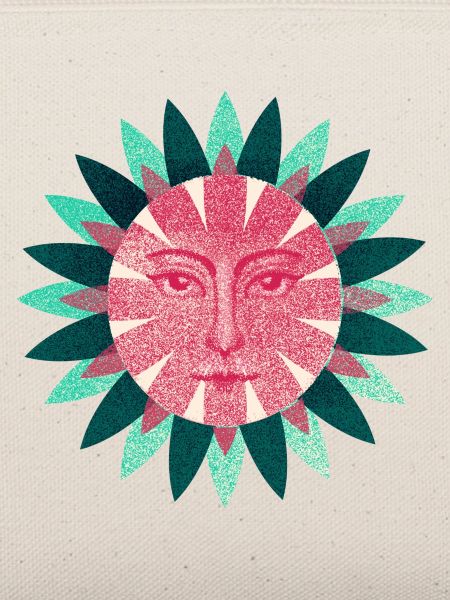 Retro Sonnenblume in Magenta