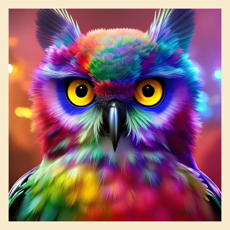 Eule, Regenbogen, Bunt