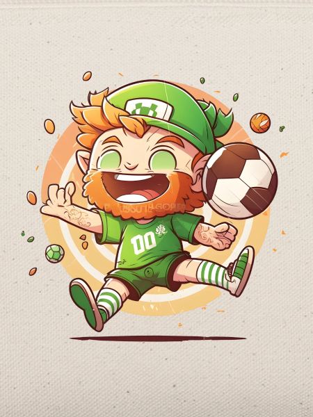 Cartoon Leprechaun mit Fußball