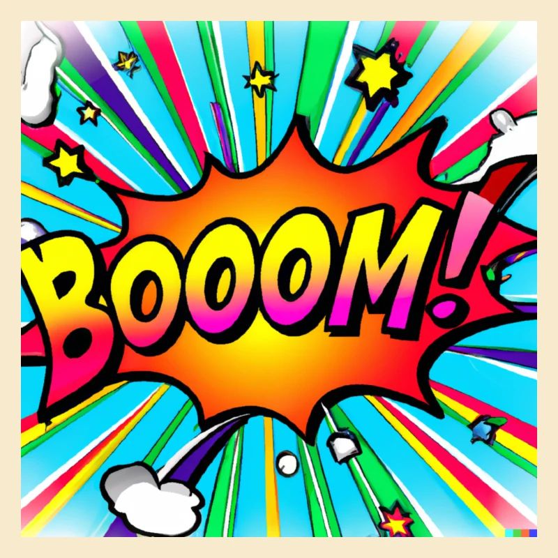 regenbogenstrahl comic style mit kaboom