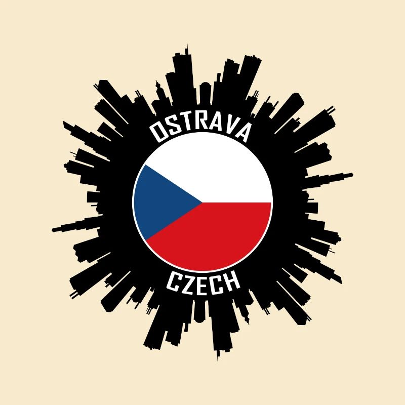 Ostrava Skyline Drapeau tchèque Souvenir de voyage