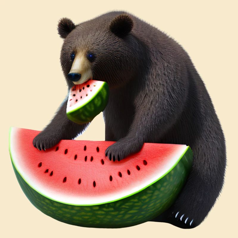 Bär mit Wassermelone