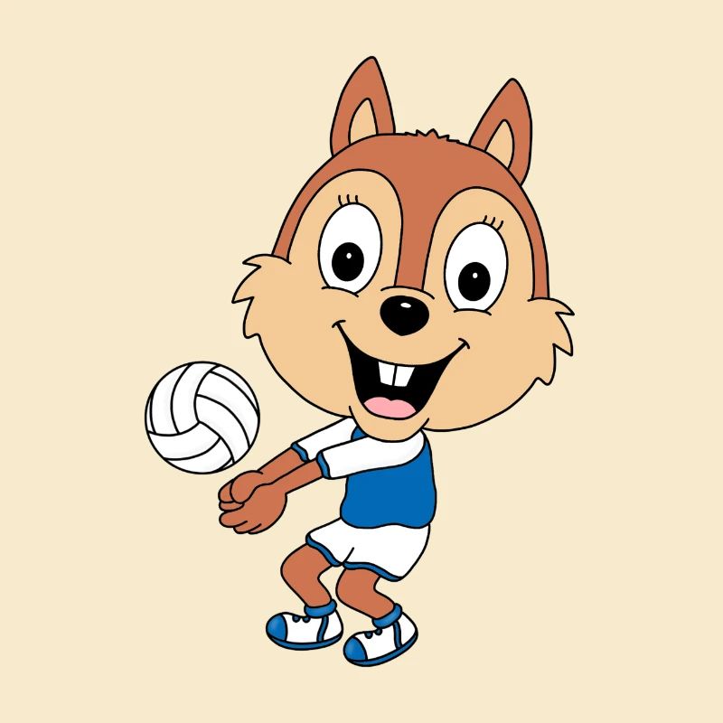 VOLLEYBALL - SPORT - EICHHÖRNCHEN - TIER - KIND