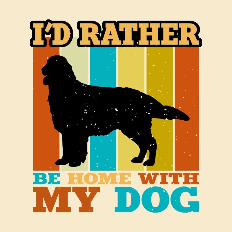 Flat Coated Retriever Hund Silhouette Retro Sunset