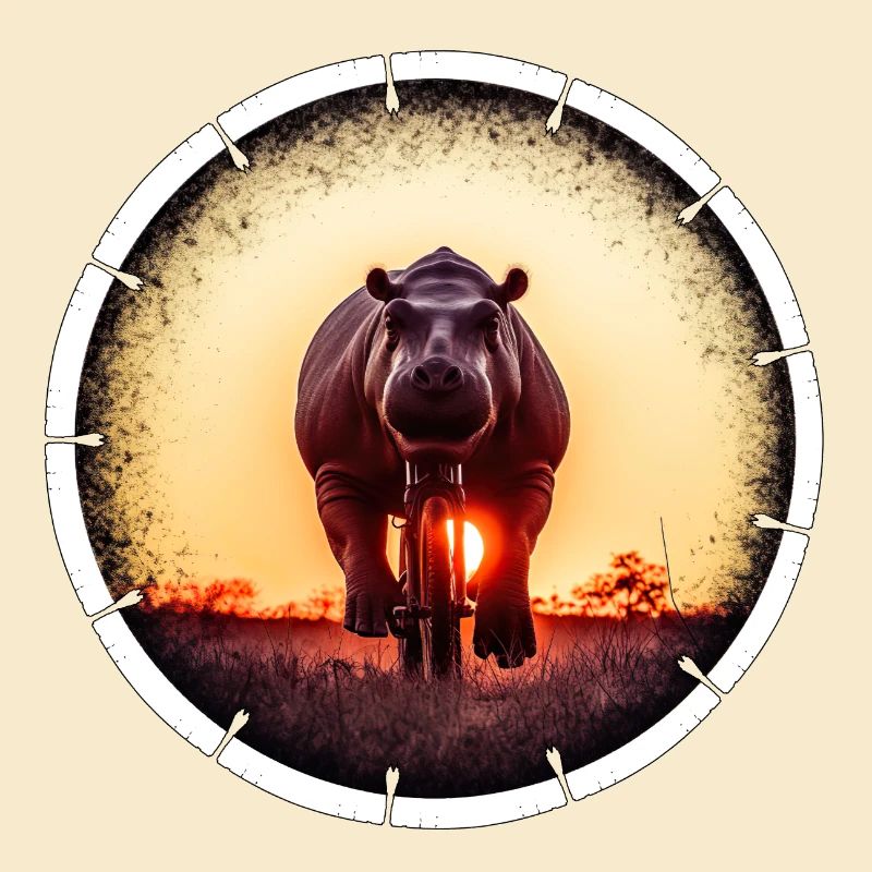 A hippopotamus on a bicycle