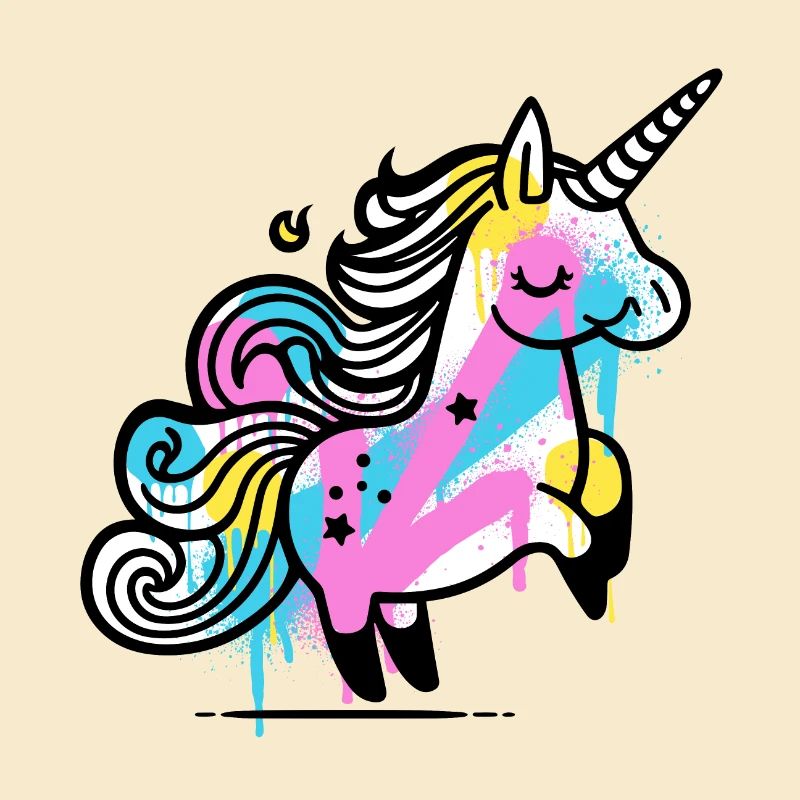 Bunter Splash Einhorn Illustration