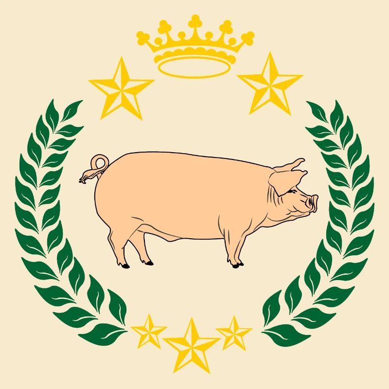 Schwein im Lorbeerkranz befleckt
