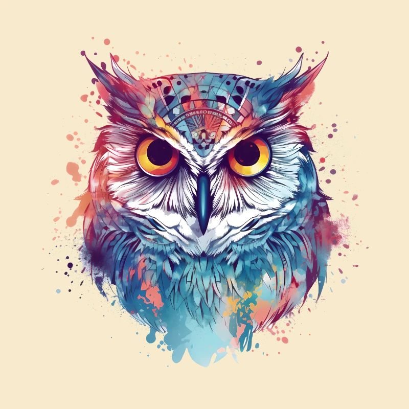 Uhu Eule Böser Blick bunt