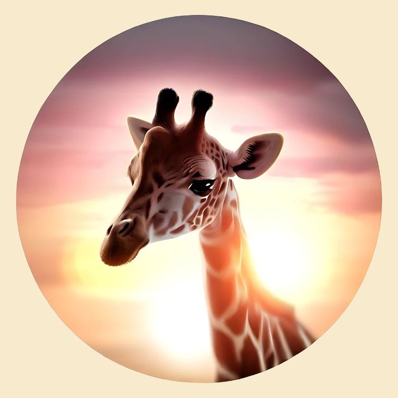 Junge Giraffe im Sonnenuntergang