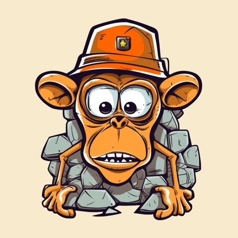 Entzückender Affe mit Bauhelm