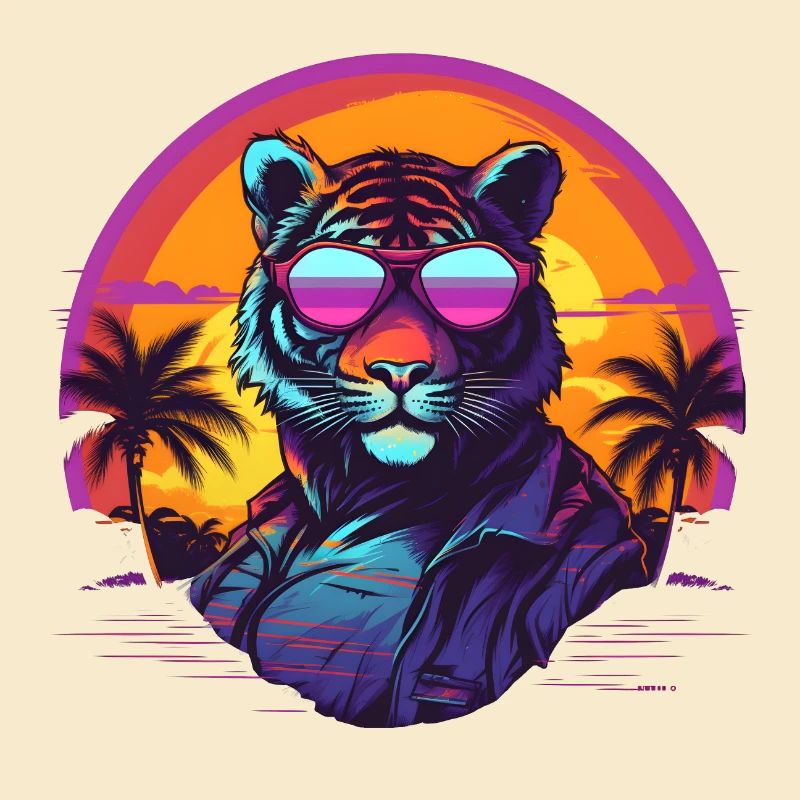 Synthwave Tiger Sunset