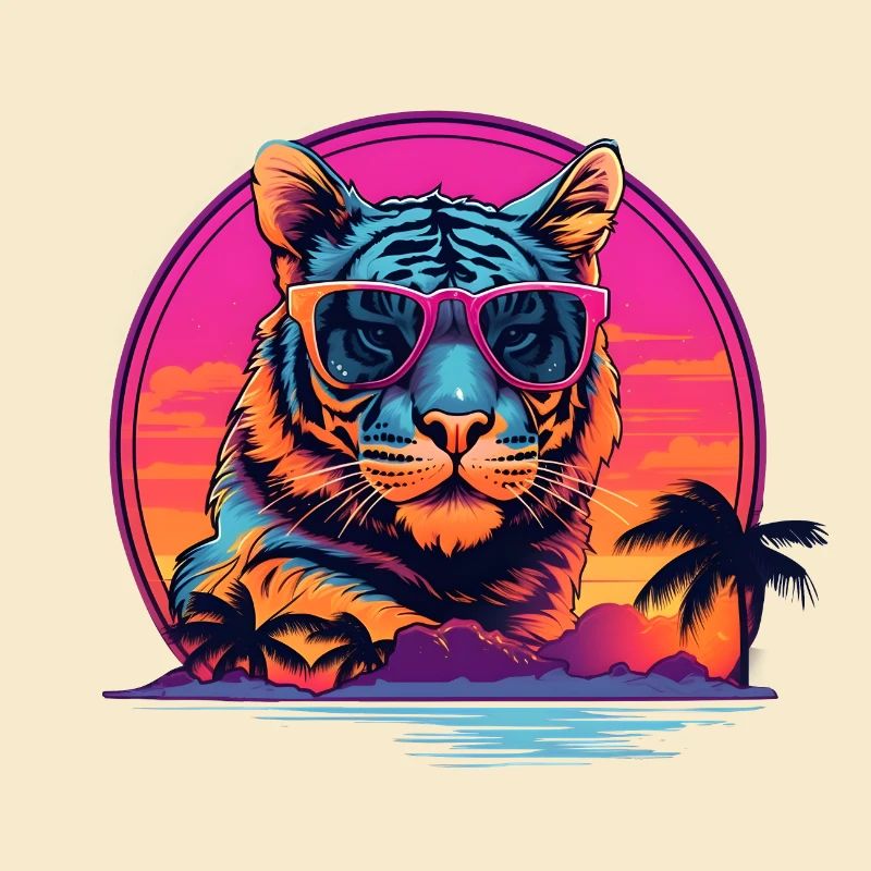 Synthwave Tiger Sunset