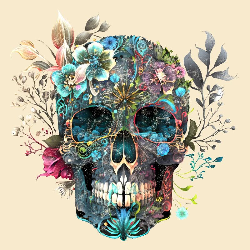 Crâne, fleurs, crâne, crâne mexicain