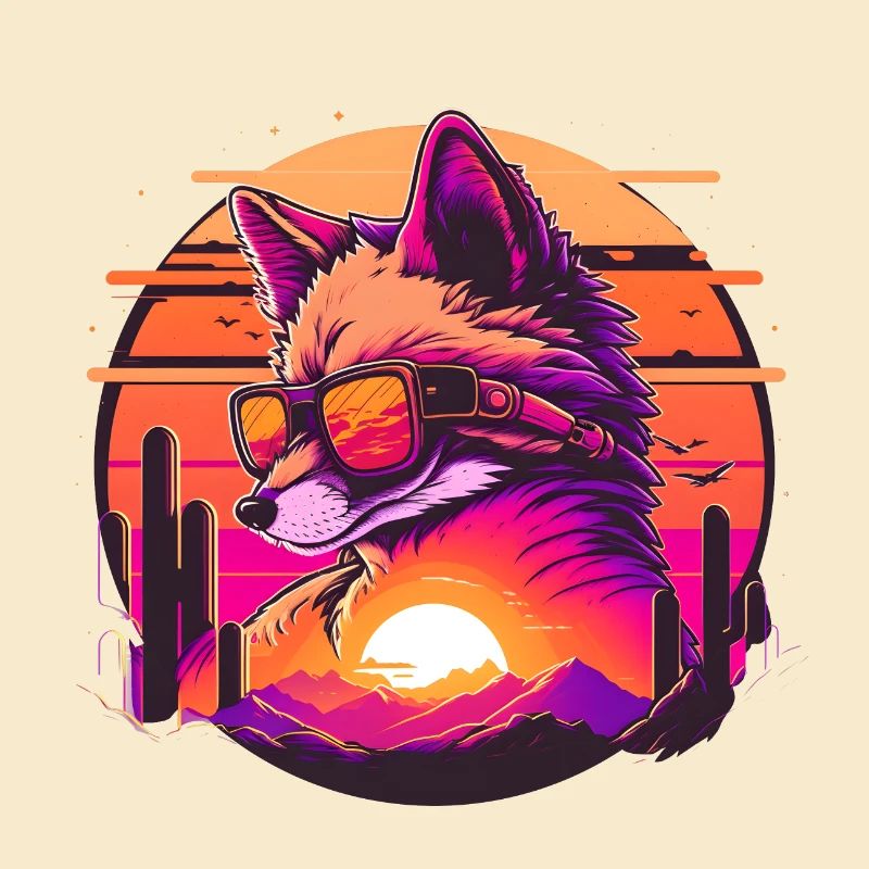 Synthwave Fox Sunset