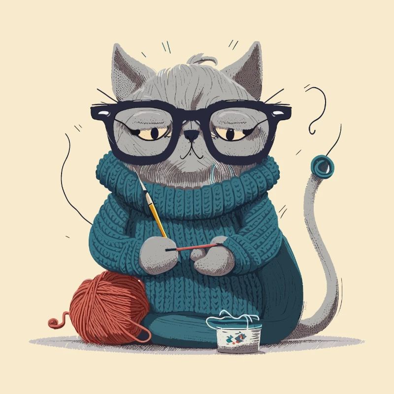 Strickende Katze