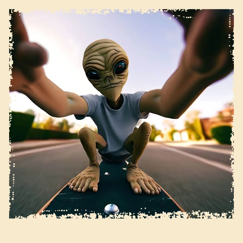 Alien Skateboard Selfie