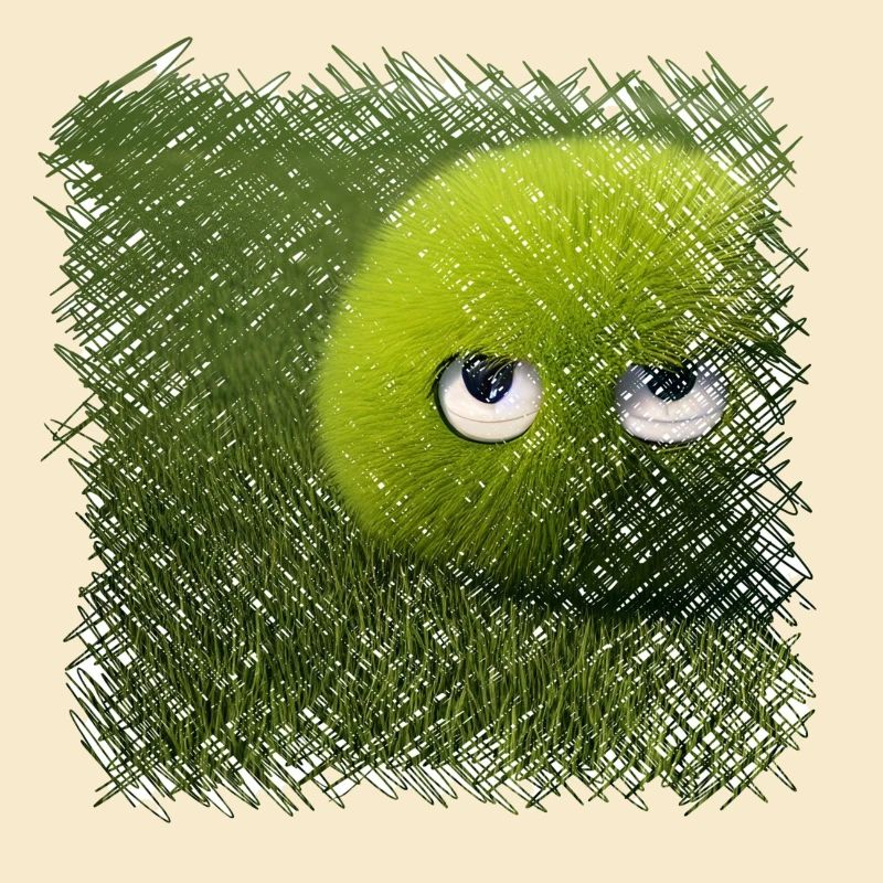 Drôle de boule d’herbe verte