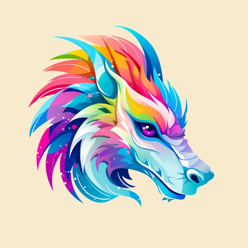 Regenbogen Drache Kopf