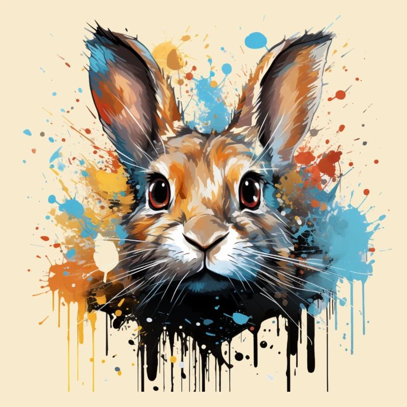Lapin Tête de Lapin Couleur Splash Bunny