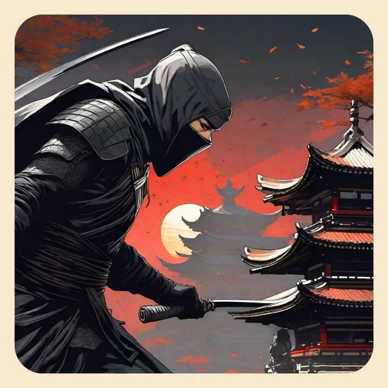 Mysterious ninja warrior with dagger