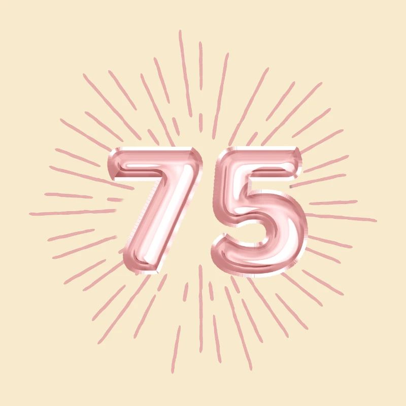 Number 75, rose gold, customizable