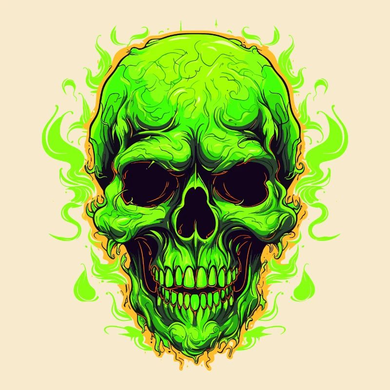 Neonflammen Totenkopf Design