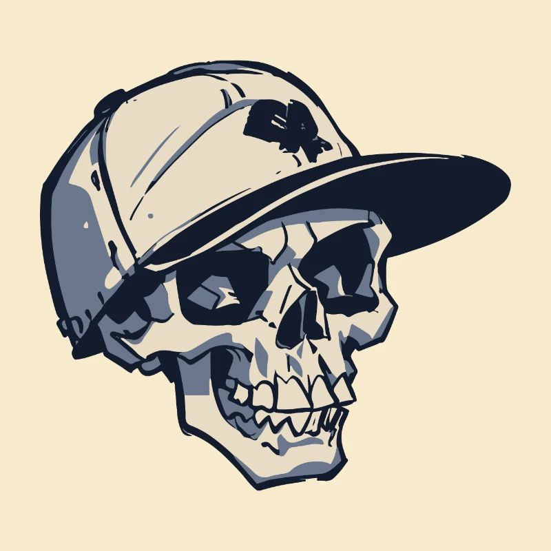 Skull with Snapback Hat