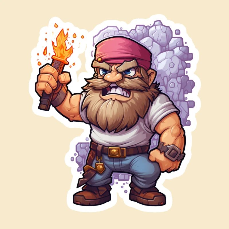 Pixel Dwarf With Torch Mining Game Shirt
