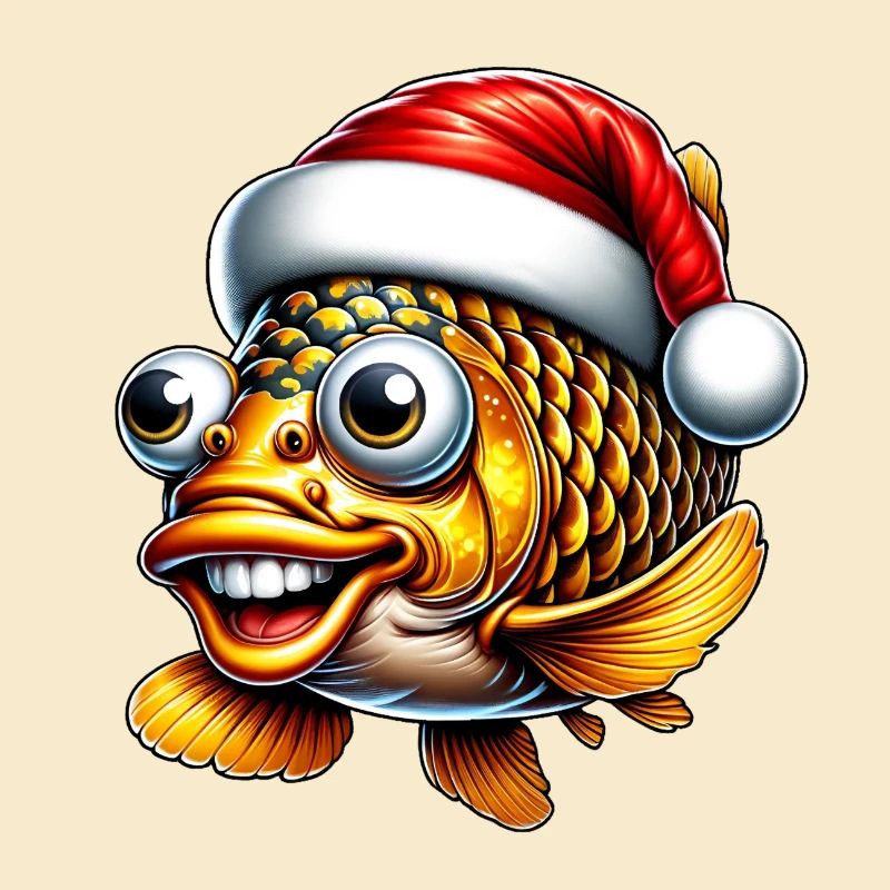 Weihnachtskarpfen: Lustiger Fisch mit Mütze